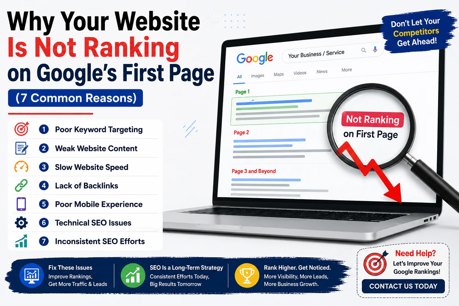 Why Your Website Is Not Ranking on Google's First Page (7 Common Reasons)